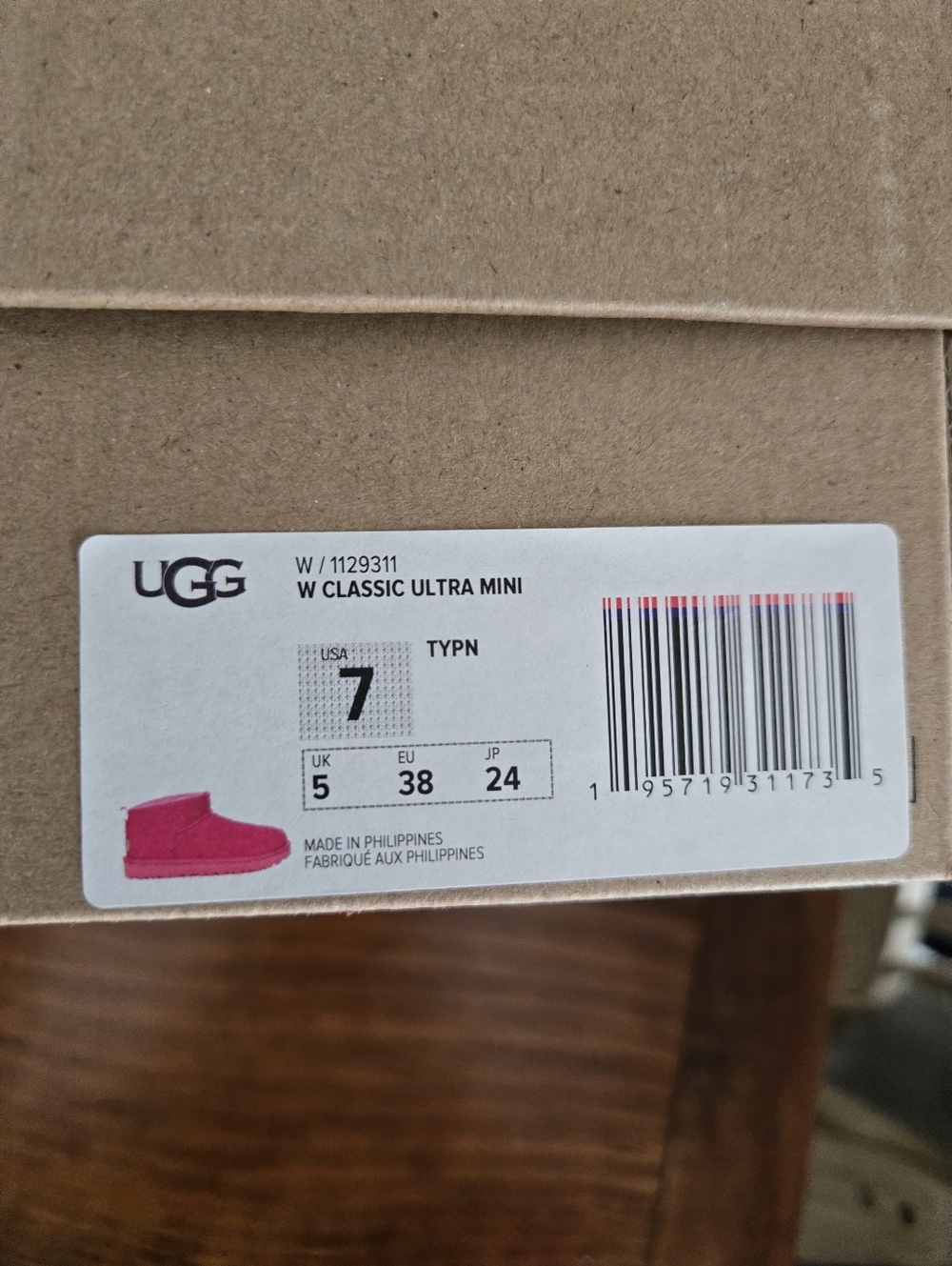 100% UGG CLASSIC ULTRA MINI BOOT IN TAFFY PINK 7 EU 38 NWB - Picture 7 of 7